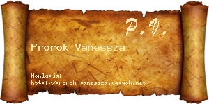 Prorok Vanessza névjegykártya